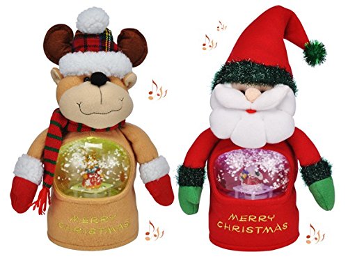Singende Weihnachtsfiguren Let it Snow! mit integrierter Schneekugel (Weihnachtsmann), Weihnachtsman