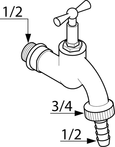 Sanitop-Wingenroth Auslaufventil 1/2 mit Schlauchverschraubung | Nostalgischer Kaltwasserhahn mit Mo