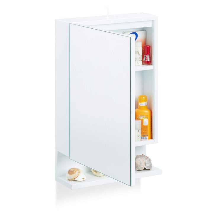 Relaxdays, 1-türig, weiss Badspiegelschrank, Steckdose, Badezimmerschrank, Wandschrank, H x B x T: 5