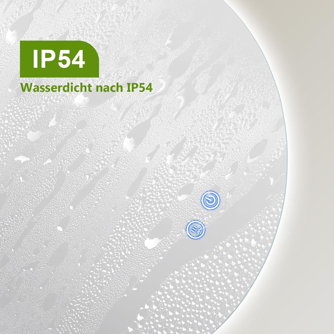 Spiegel Mit Beleuchtung, 80 X 55 cm Asymmetrischer Badspiegel Mit Beleuchtung Mit Touch-Schalter, Di