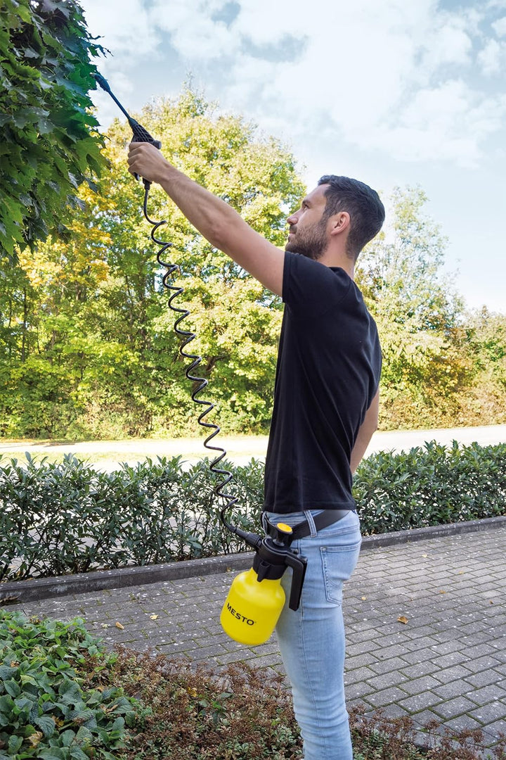 MESTO Drucksprüher gürteltragbar (3 bar, Fassungsvermögen 1,5 L, Spiralschlauch, Kunststoffbehälter)