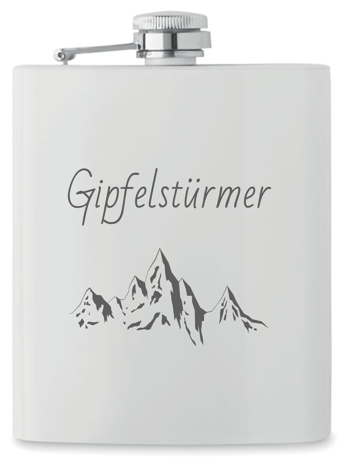Edelstahl Flachmann 200 ml weiss pulverbeschichtet inkl. individuelle Gravur in Schwarz - personalis