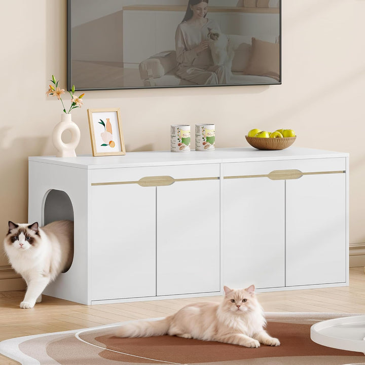 Katzenklo Schrank, Katzenschrank für 2 Katzen, Katzentoilette mit Tür, für Katzen, Doppeltür, Beiste