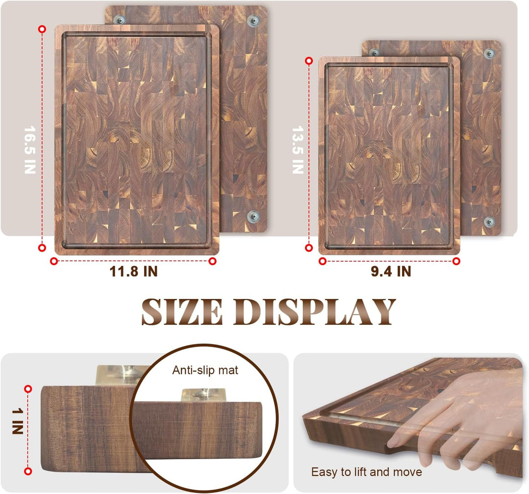 COCOBOSS Large Schneidebrett Holz PREMIUM Akazienholz Schneidebrett für Küchenplatten, mit Saftrutsc