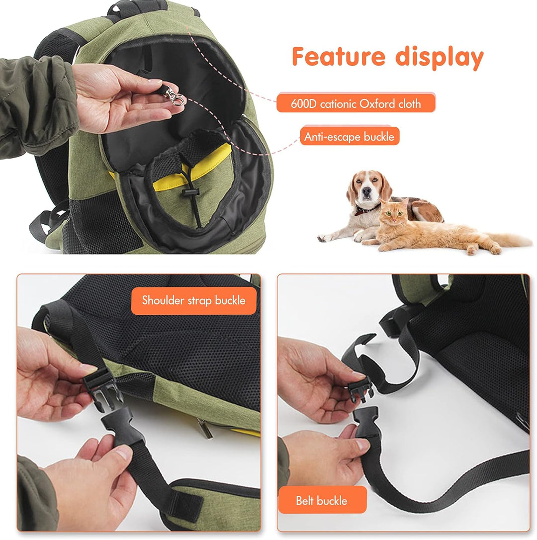 PETCUTE Hunderucksack für mittelgrosse kleine Hunde,Verstellbare Katzenrucksack mit Kopf-Out und Aus