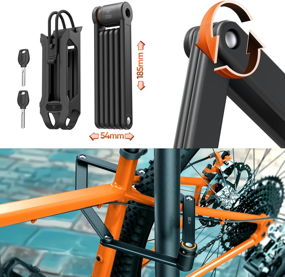 CASR Antivol FOLD Fahrradschloss Faltschloss mit Halterung – 80cm ultraleicht 725g, Fahrradschloss E
