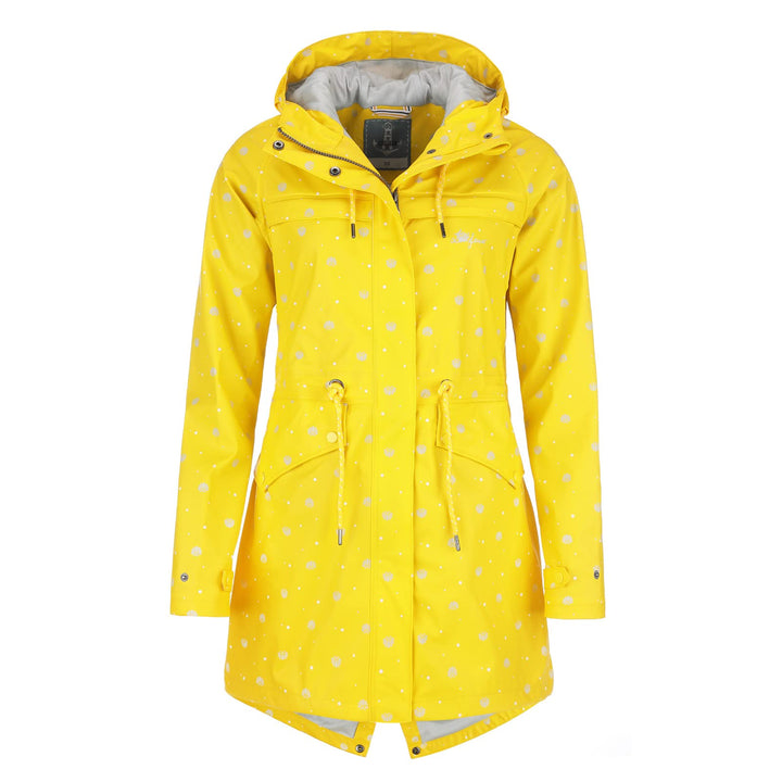 Leitfeuer Damen Regenmantel Kurzmantel mit Allover-Print Muschel - PU-Regenjacke Outdoorjacke wasser