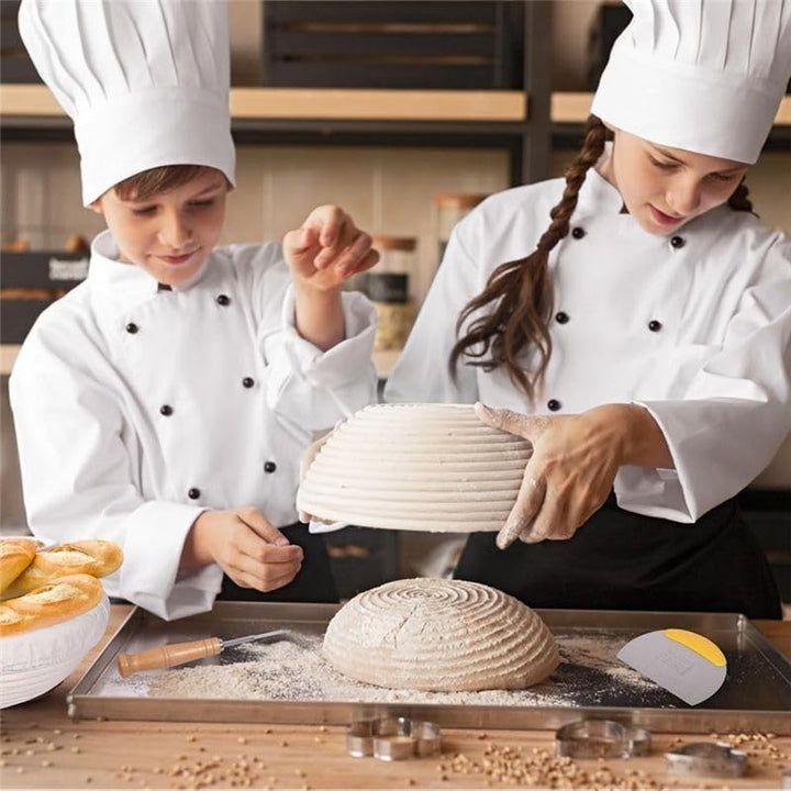 Gärkörbchen Sauerteig Brotbacken Set, Brotgärkorb -Set, Rundes Gärkörbchen, inkl. Teigschaber, Schne