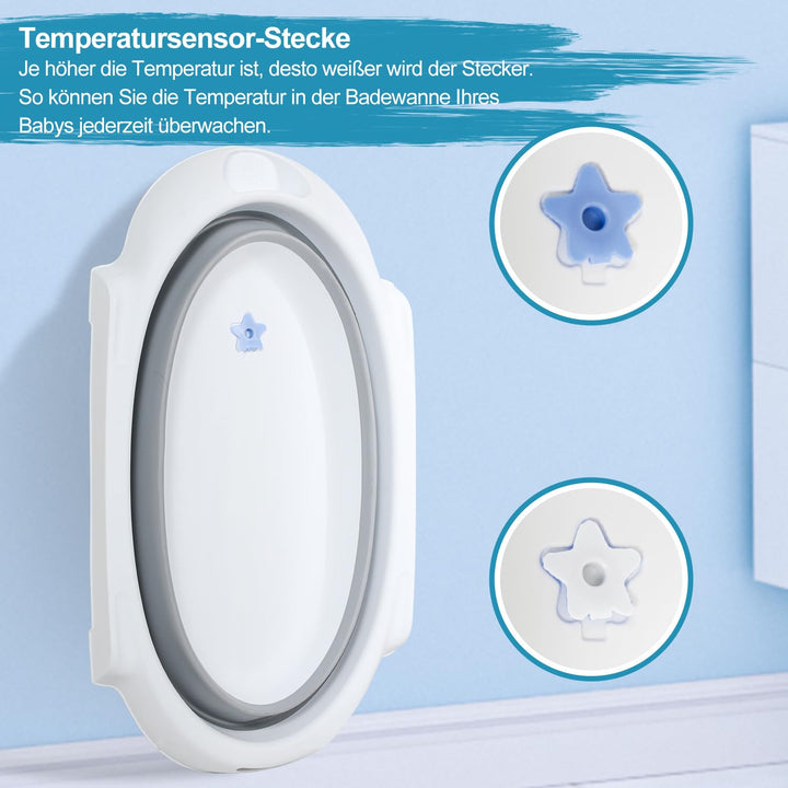 Baby Badewanne mit Gestell faltbare Babywanne Baby Wanne platzsparend, Babybadewanne mit Badekissen,