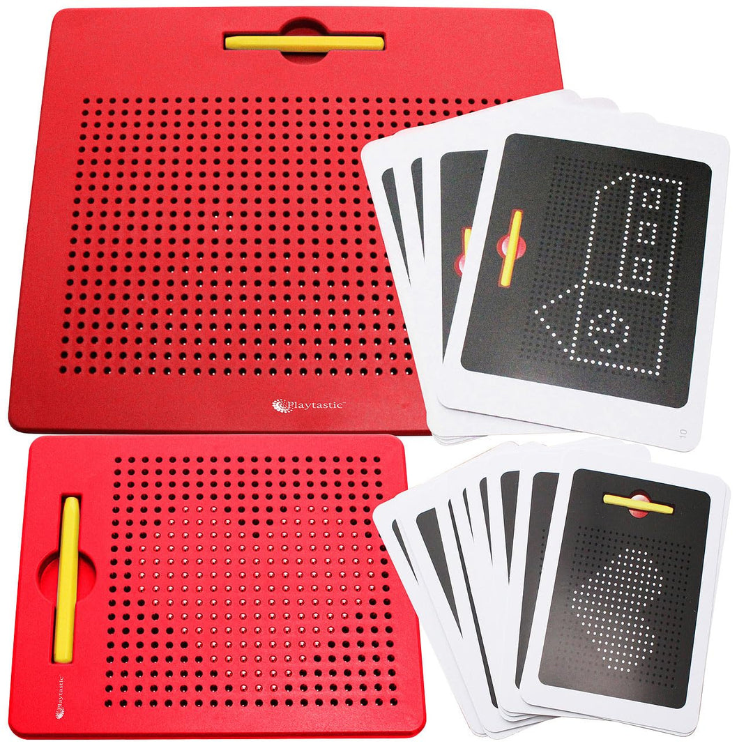 Magnetspielzeug: 2er-Set magnetische Reise-Zeichentafeln, Stift & Vorlagen, rot (Tafel)