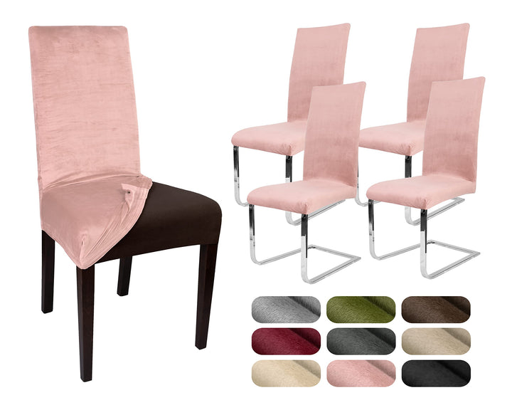 BEAUTEX 4er Set LEA Stuhlhusse, elastische Uni Stretch-Husse aus Samt Mikrofaser Farbe wählbar (Altr