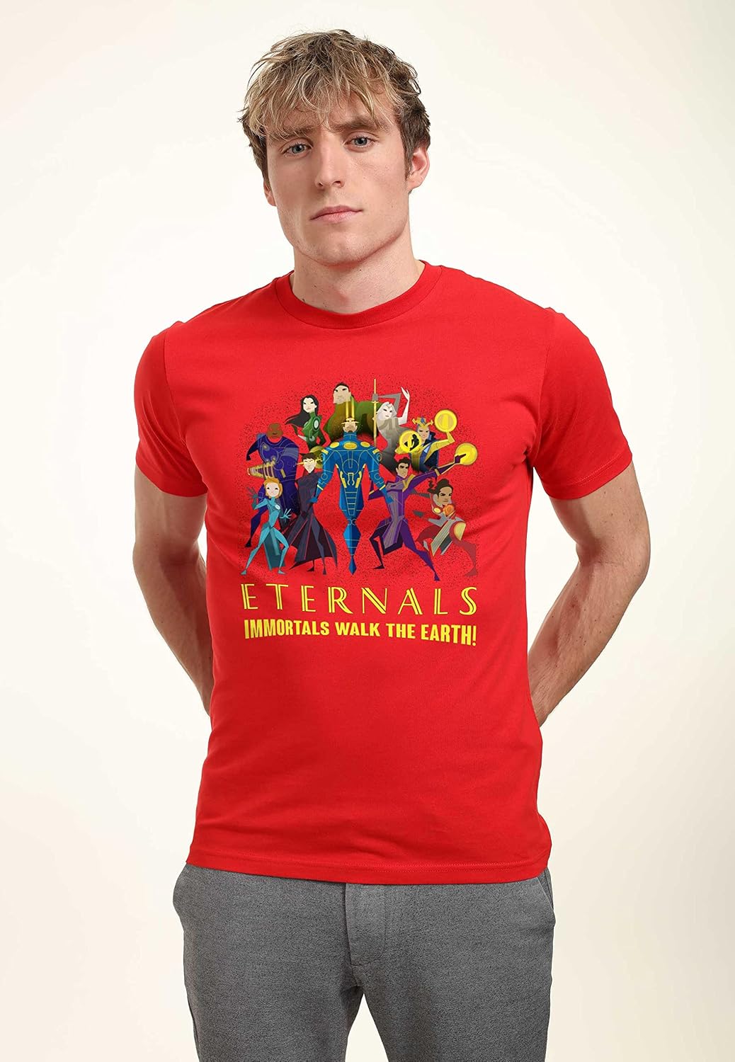 Marvel Unisex The Eternals Group Shot Organic Short Sleeve T-shirt M Rot, M Rot