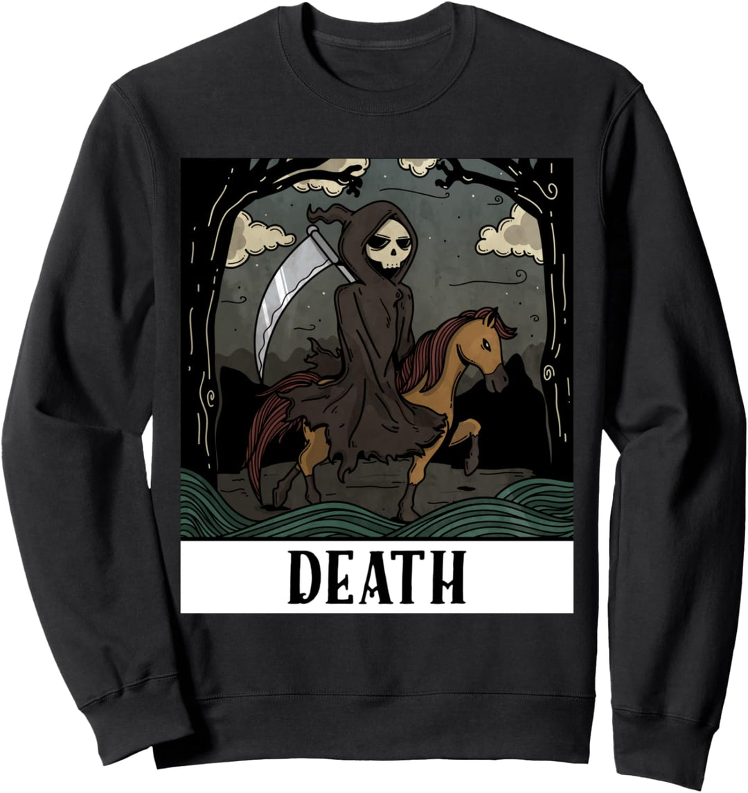 Grim Reaper Horse Skeleton Tarot Card Blackcraft Men Women Sweatshirt