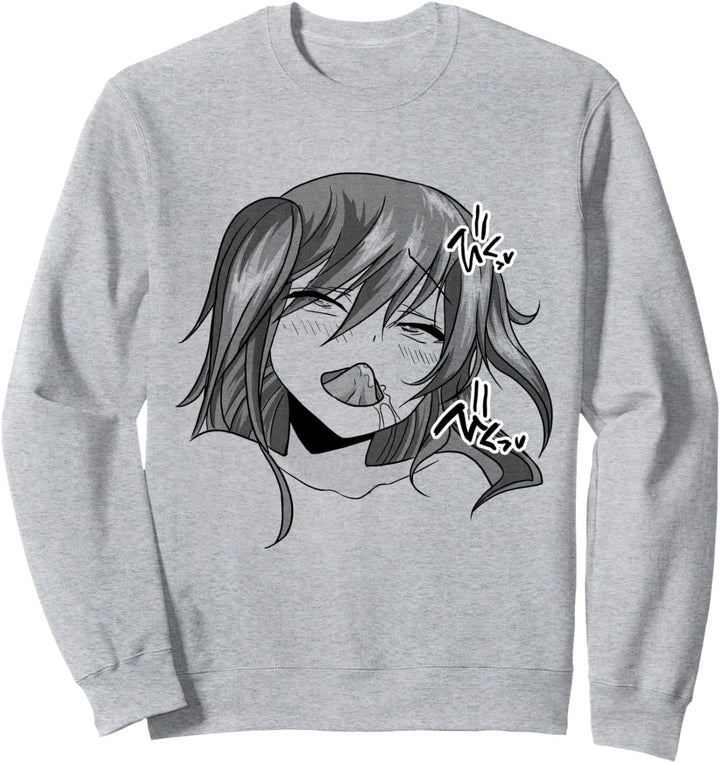 Waifu Girl Ahegao Vergnügen Gesicht Ecchi Hentai Otaku Sweatshirt