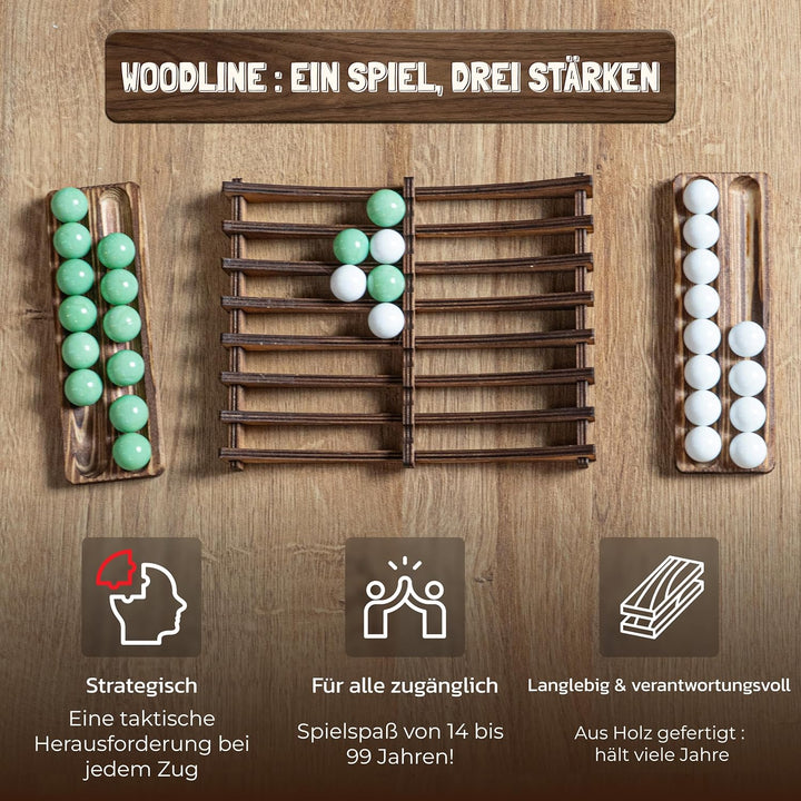 Woodline – Holzspiele Board Game - Strategiespiele für 2 Personen - Premium Familien Spiele aus Bamb