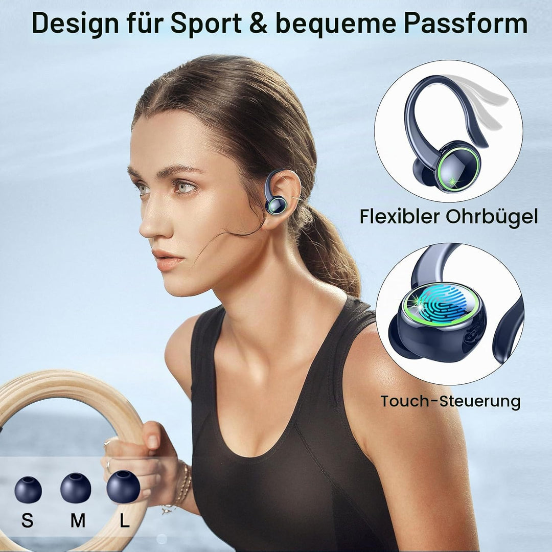 Rolosar Bluetooth Kopfhörer, Kopfhörer Kabellos Bluetooth 5.4 Sport, 50 std Spielzeit In Ear Kopfhör