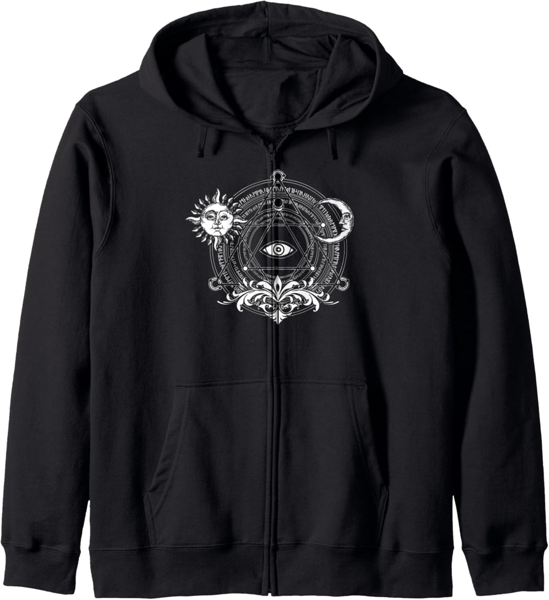Hexe Wiccan Kreis Sonne Mond Sonnenwende Sternzeichen Astro Kapuzenjacke