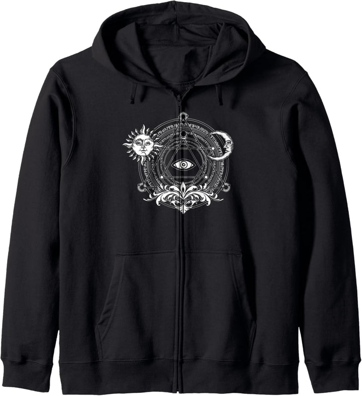 Hexe Wiccan Kreis Sonne Mond Sonnenwende Sternzeichen Astro Kapuzenjacke