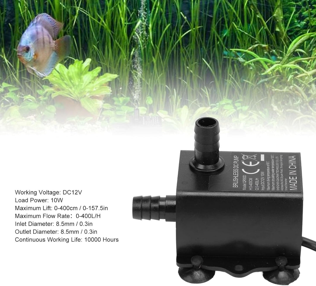 Tauchwasserpumpe, DC 12 V 10 W 0-400 l/h Mikrobürstenlose Pumpe Mini-Wassertransferpumpe für das Was