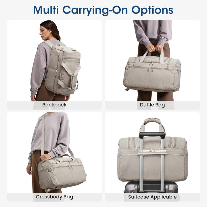 G4Free 45L Grosse Sporttasche für Damen mit Mehreren Reissverschlussfächern Camel 47 x 31 x 29 cm, C