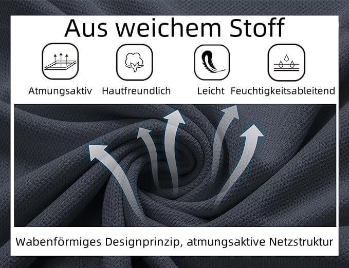 geeksport Poloshirt Herren Kurzarm Freizeit Sport Polo Golf Tshirts Männer Polohemd Grau XL, Grau XL