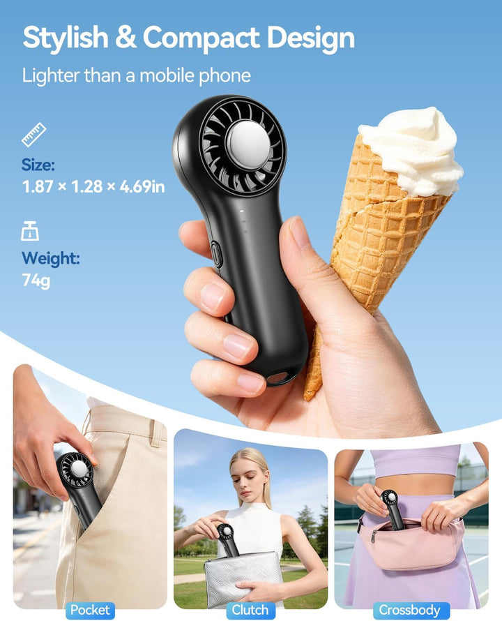 Handventilator mit Kühlfunktion, Tragbarer Mini Ventilator 20000 RPM Hochgeschwindigkeit, 20.5H Lauf