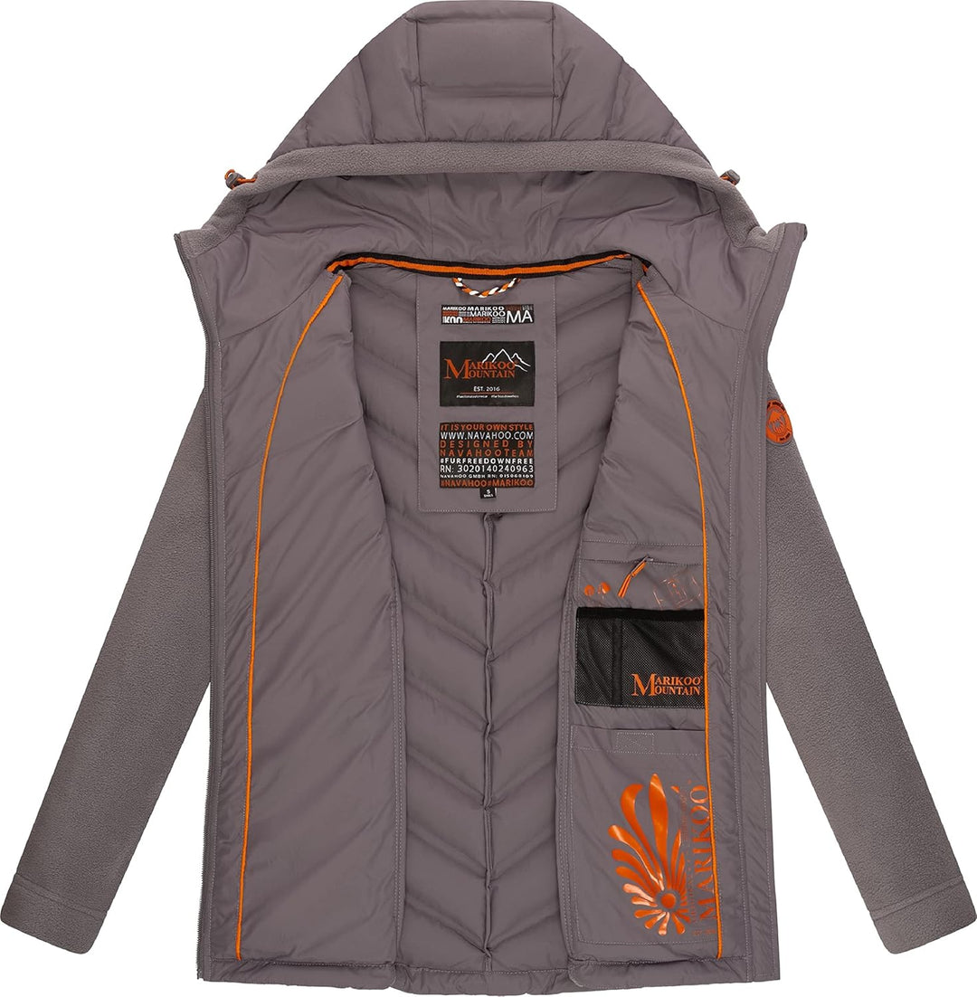 MARIKOO Damen leichte Übergangsjacke Steppjacke Mount Haruna S Grau, S Grau