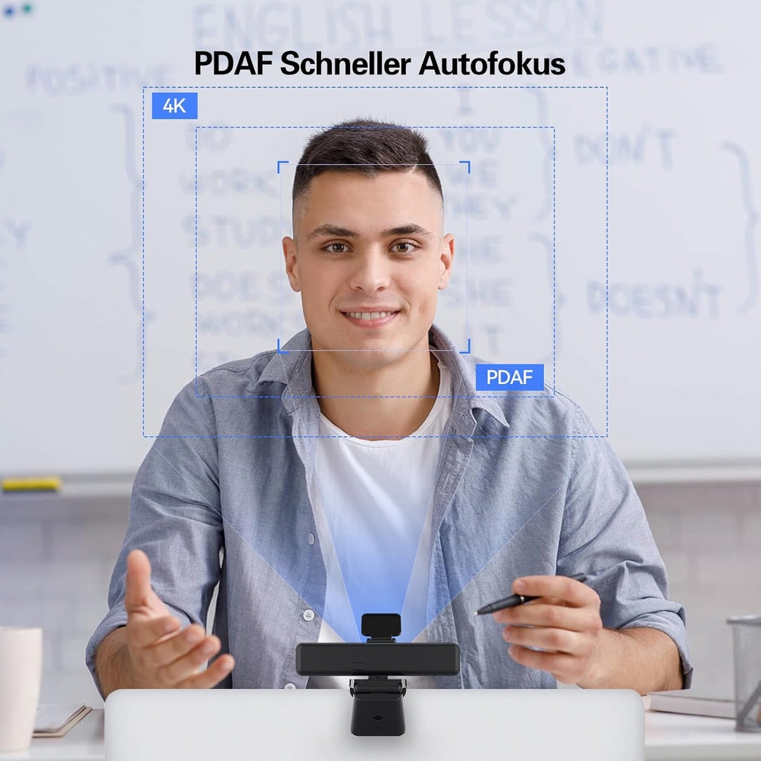 Angetube 914Max 4K Webcam - Streaming-Kamera für PC mit 120° Weitwinkel, PDAF Autofokus, Dual-Mikrof