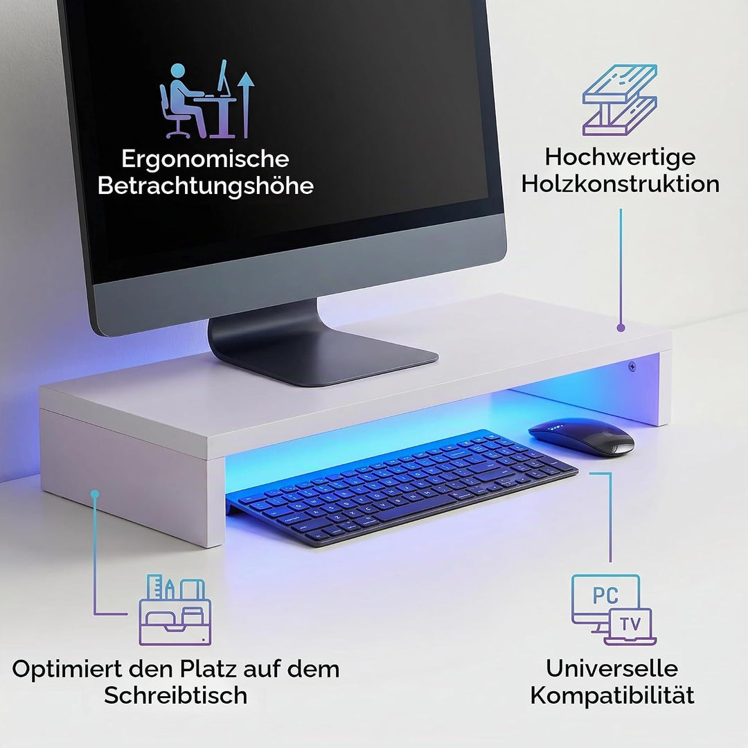 Ejoyous Holz Monitorständer Monitor Riser Ständer, 1 Tier PC Laptop Notebook Ständer Regal Rutschfes