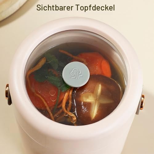 Mini-Elektro-Kochtopf, 500 W, Tragbarer Schmortopf für Reis, Eiernudeln, Brei, Elektroherd mit Sicht