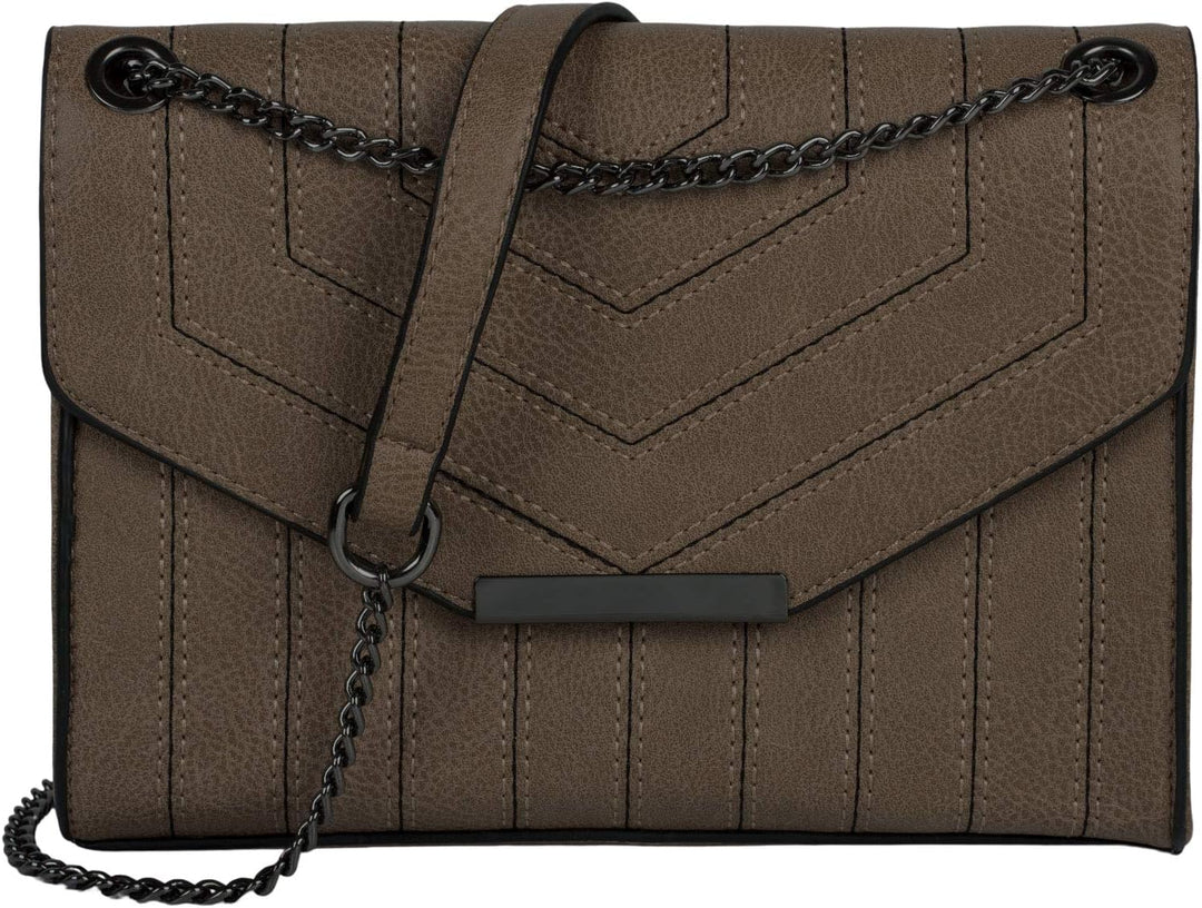 styleBREAKER Damen Umhängetasche mit Ziernähten und Kette, Schultertasche, Handtasche, Tasche 020123
