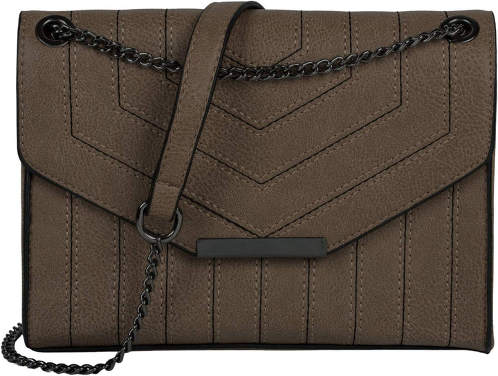 styleBREAKER Damen Umhängetasche mit Ziernähten und Kette, Schultertasche, Handtasche, Tasche 020123