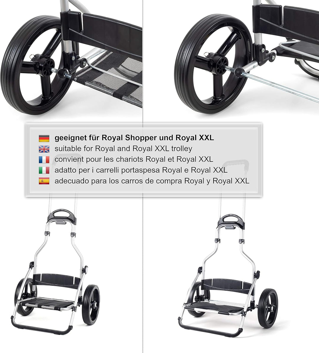 Andersen Ersatzrad-Set für Royal Einkaufstrolley, Ø 250 mm, 3 Speichen, schwarz