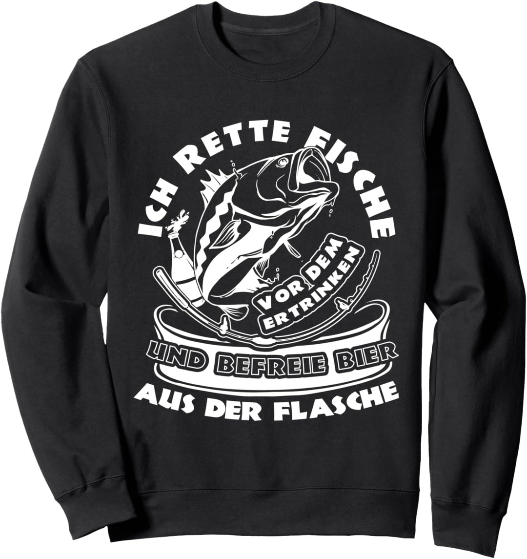 Rette Fische & Befreie Bier Angler Fischer Spruch Geschenk Sweatshirt