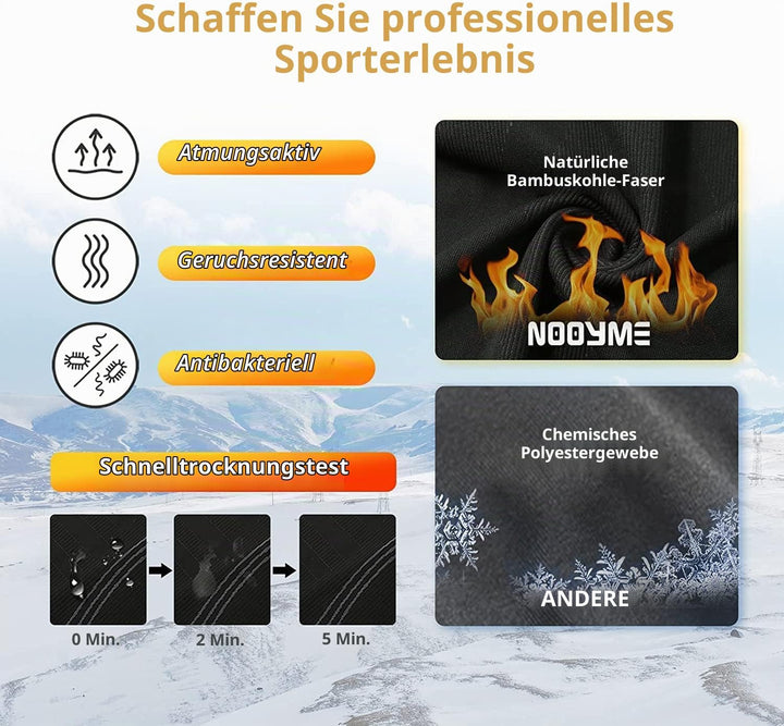 NOOYME Thermounterwäsche Herren Atmungsaktiv Thermoaktiv Funktionswäsche Herren Funktionsunterwäsche