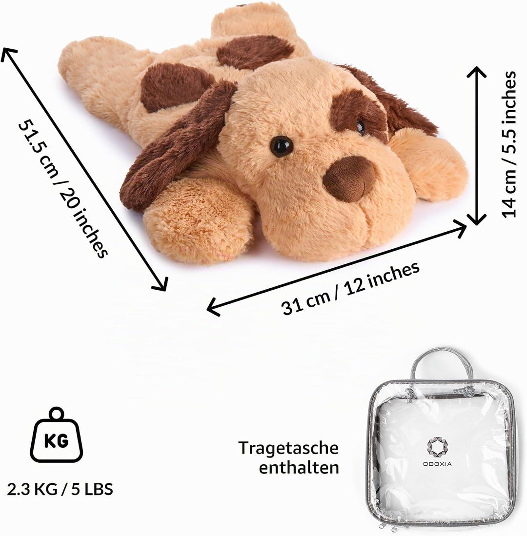 ODOXIA Gewichtskuscheltier Hund | 2,3 kg Sensorik Anxiety Weighted Hund Plüschtier für Kinder &amp; Erwa