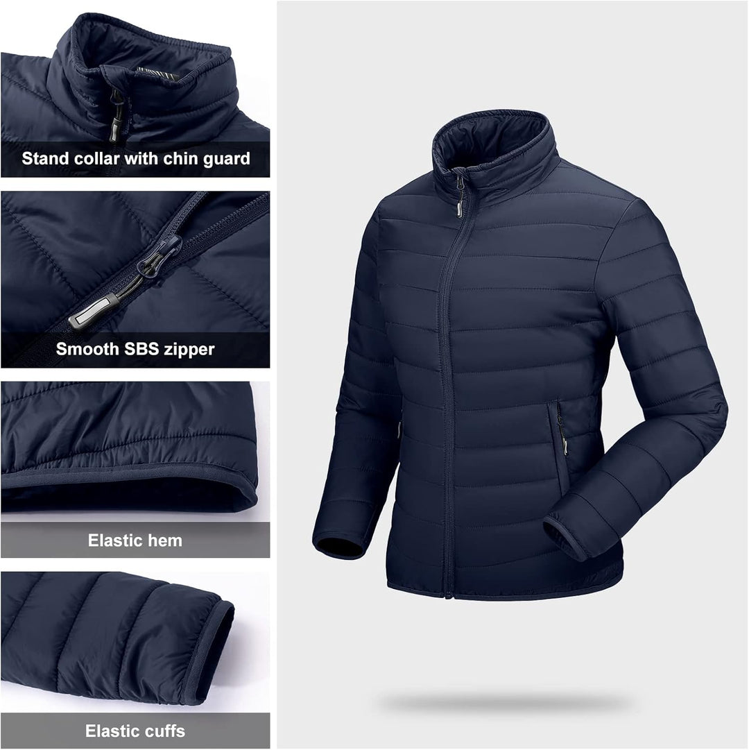 Outdoor Ventures Damen Steppjacke Leichte Warme Packbare Übergangsjacke Puffer Jacke für Frauen Gefü