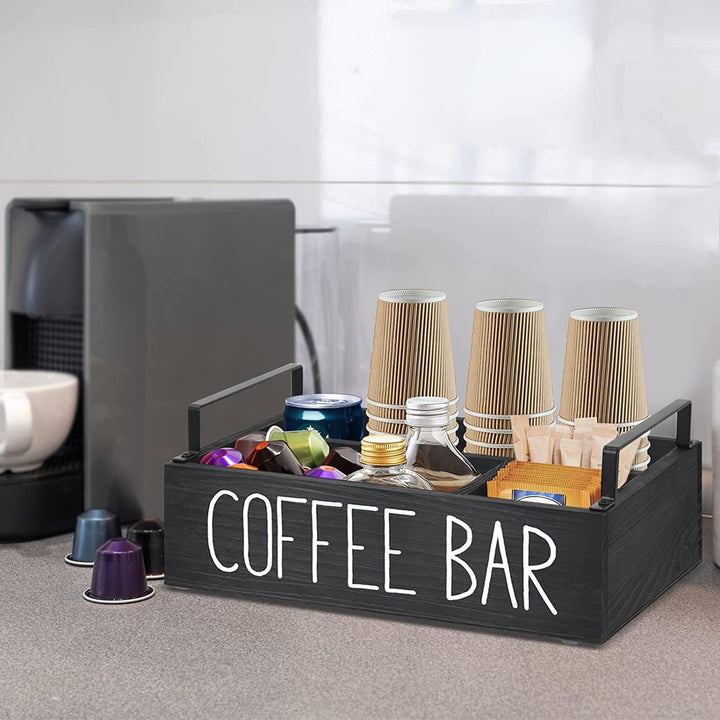 Kaffee-Station Veranstalter, Holz Kaffee-Bar Veranstalter mit Griff K Cup Veranstalter Kaffee-Pods-H