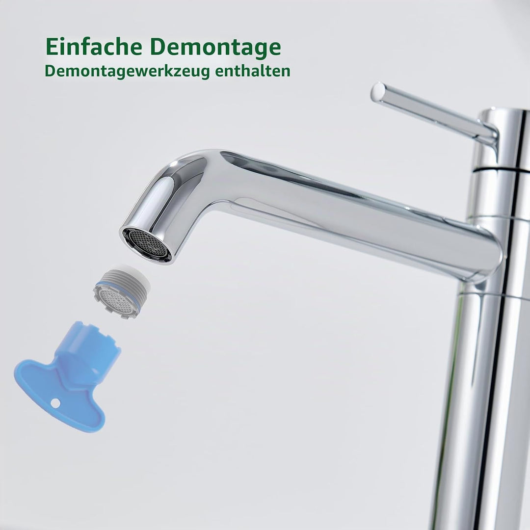 Waschtischarmatur Hoch, Wasserhahn Bad Hoch mit 360°Drehbarer Auslauf, Einhebel Waschtisch Armatur B