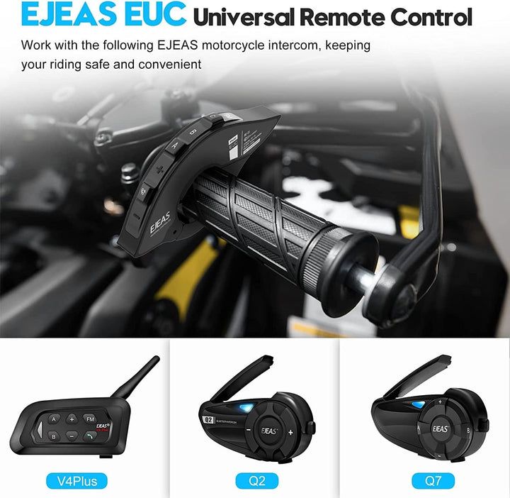 EJEAS EUC Motorrad-Fernbedienungsgriff Wird verwendet, Q2/Q7/V4 Plus/Q4 Motorradhelm Bluetooth-Gegen