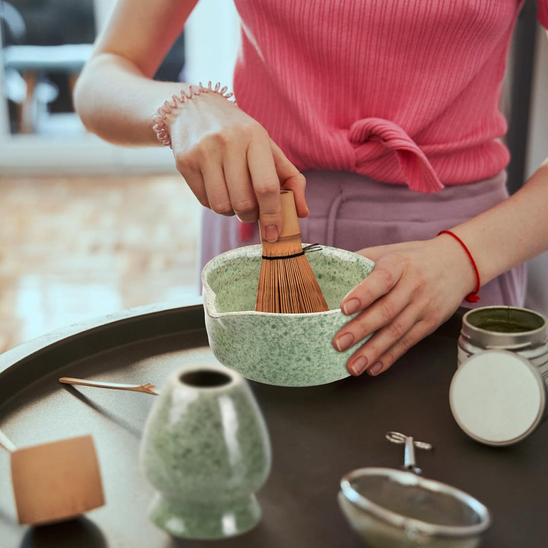 5 in 1 Matcha Set Japanisches Matcha Tee Set mit Matcha Besen, Matcha Schale mit Ausgiesser, Matcha
