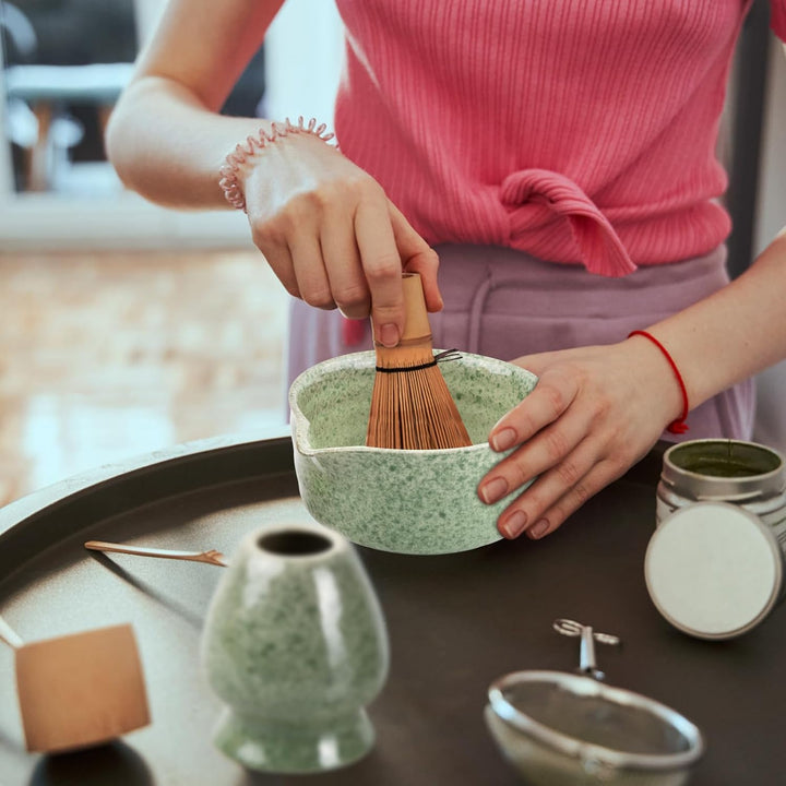 5 in 1 Matcha Set Japanisches Matcha Tee Set mit Matcha Besen, Matcha Schale mit Ausgiesser, Matcha