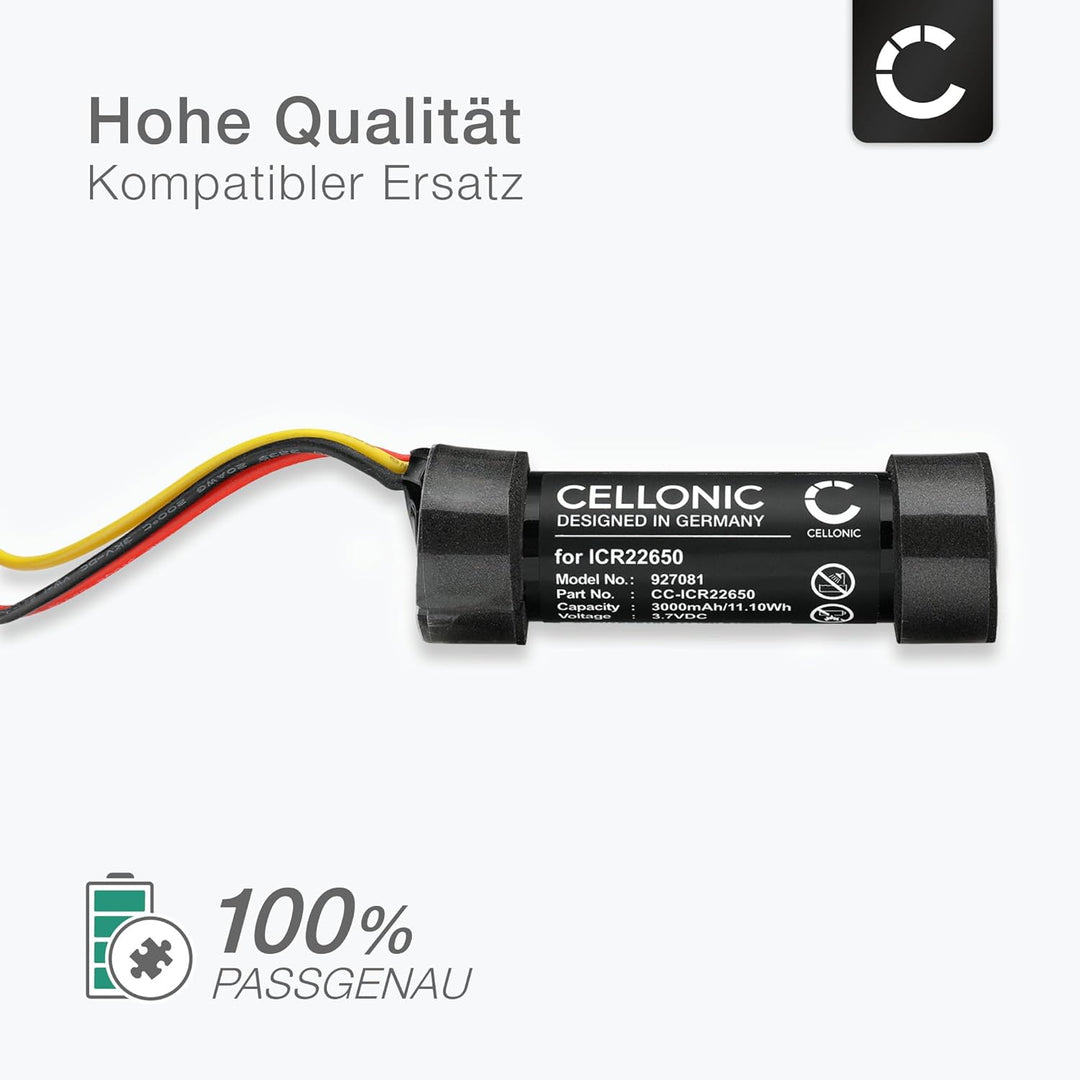 CELLONIC 1x Akku für Lautsprecher Kompatibel mit Harman Kardon Onyx Studio 4, ICR22650 - (3000mAh, 3