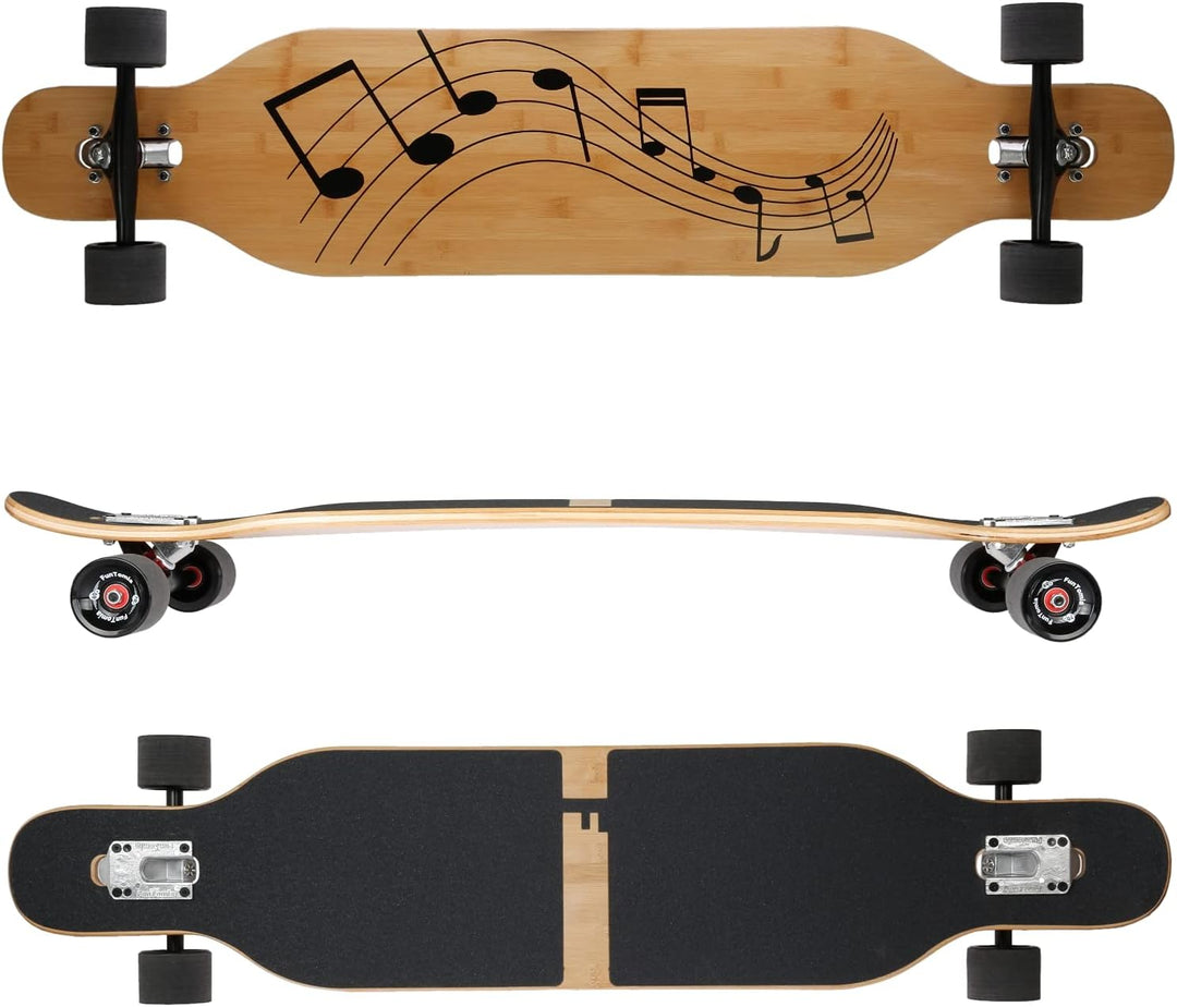 FunTomia Longboard mit 3 Flex Stufen Drop Through Cruiser Komplettboard Mach1 Speed Kugellager T-Too