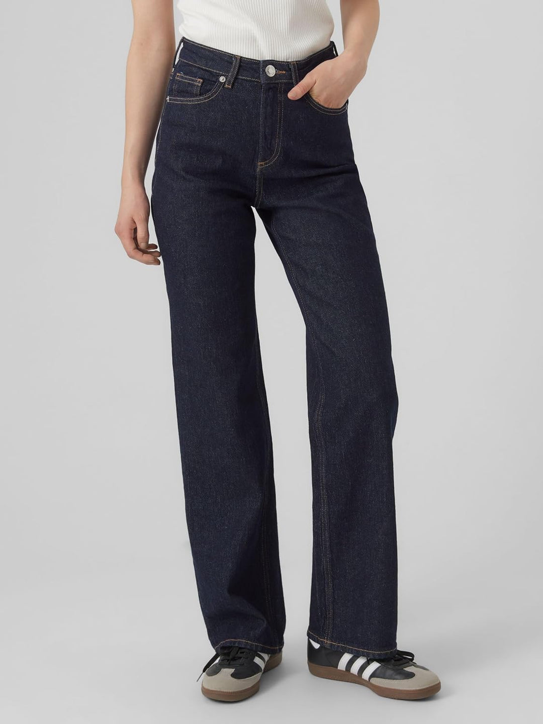 Vero Moda Female Weit geschnitten VMTESSA Hohe Taille Weiter Beinschnitt Jeans 25W / 30L Dark Blue D