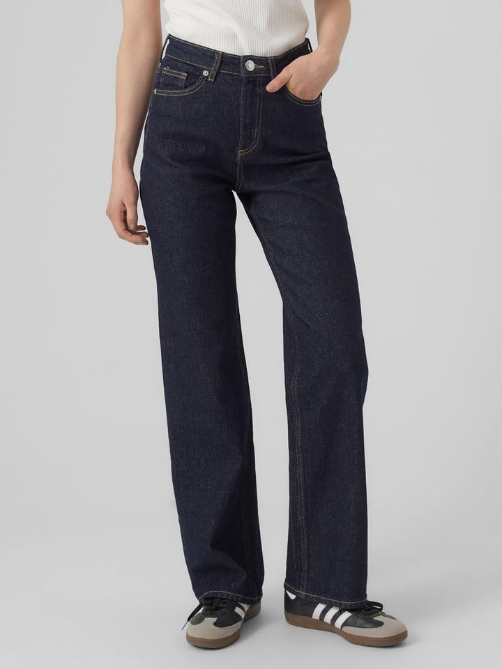 Vero Moda Female Weit geschnitten VMTESSA Hohe Taille Weiter Beinschnitt Jeans 25W / 30L Dark Blue D