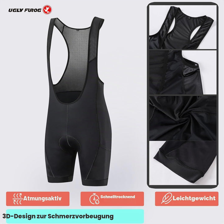 UGLY FROG Trägerhose Fahrrad Herren Fahrradhose Kurz mit Sitzpolster Radhose Kurz Gepolstert mit Pol