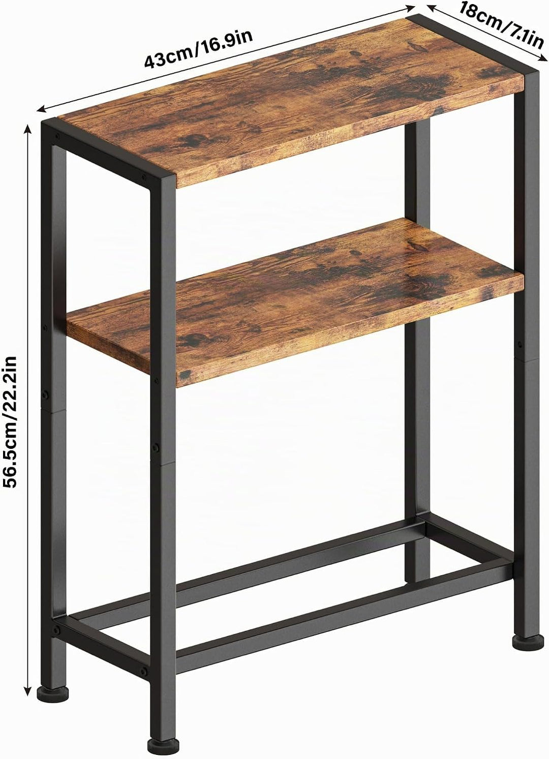 Schmaler Beistelltisch, Nachttisch, 2er Set, 3 Ablagen Nachttisch Schmal mit Stauraum, sofa beistell