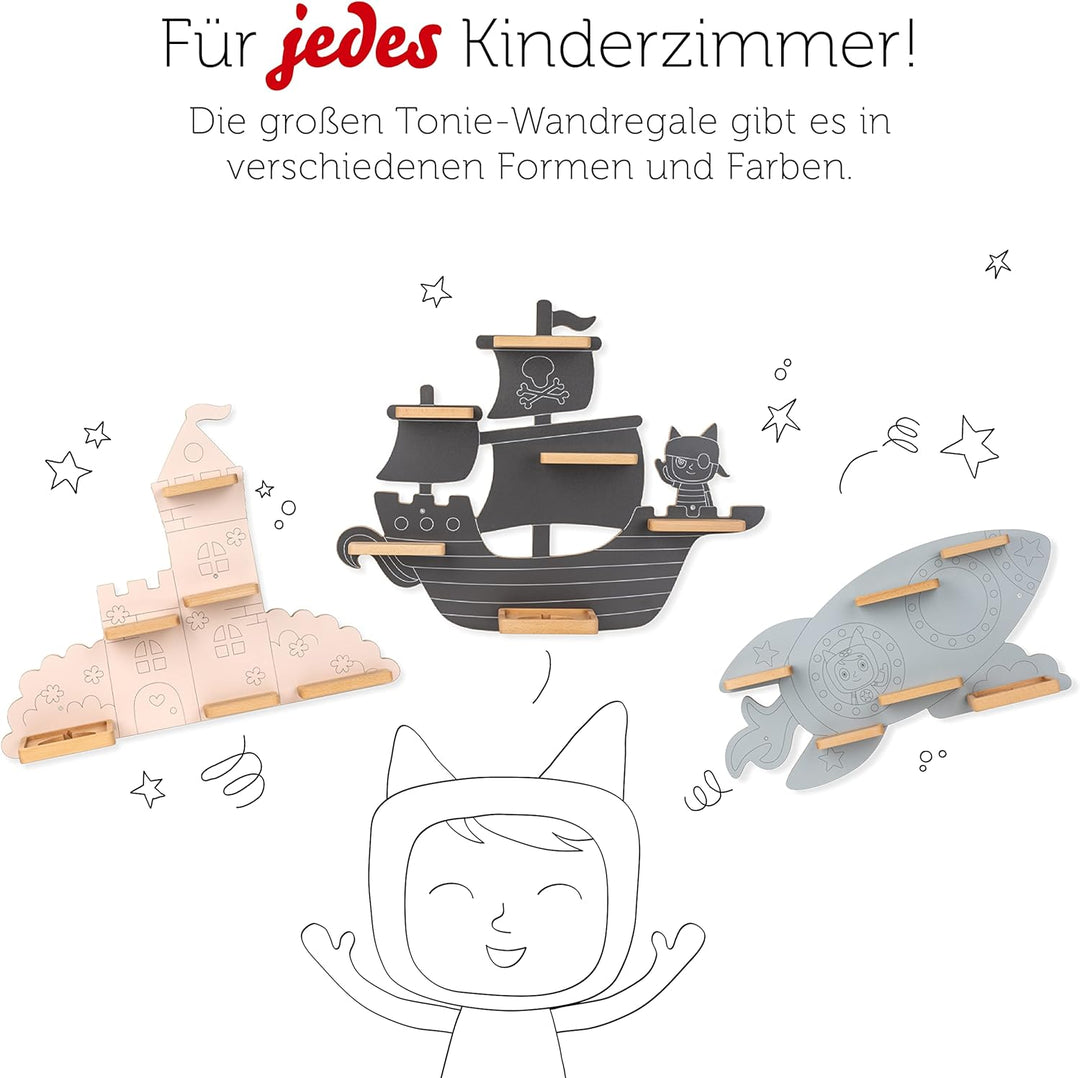 tonies Regal Durch die Galaxie, Regal für Toniebox und Figuren, grosses Regal in hellem Weltraumblau