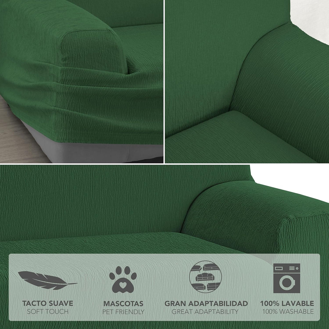 Martina Home Elastischer Sofabezug Modell Emilia 2 Plätze Flaschengrün (Verde Botella) 2 Sitzer Flas